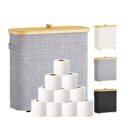 ECLJRZY Toilet Paper Storage with Lid, Toilet Paper Basket, Bathroom Organizer for 12 Rolls (Gray, Extra Large)