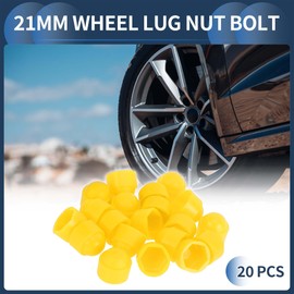 INFINAUTO Wheel Lug Nut Bolt Exterior 21mm Rims Tire Nut Screws Dust Cap Cover Nut Protection Plastic Yellow
