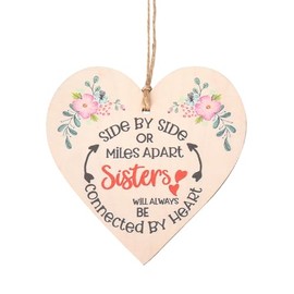 Long Distance Birthday Gifts Gifts for Sister Wodden Christmas Ornaments Decoration for Sister Presents from Sister Sisterhood Gifts for Women Hanging Heart Plaque Wall Door Decor Keychain