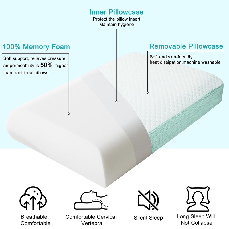YOUR MOON Memory Foam Pillows for Travel, Small Compressible Camping