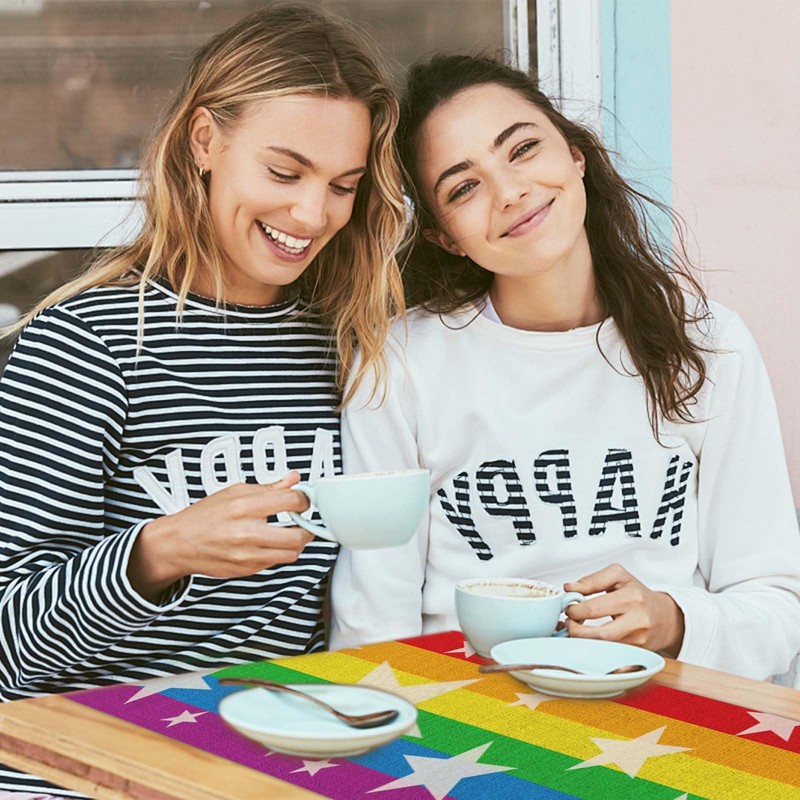 Pride Rainbow Table Runner, Linen, Durable, Colorful, 180x33 cm, Multi-Purpose