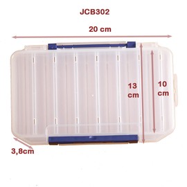 KANANA JCB302 Plastic Fishing Box Bait Box Accessory Box Fishing Box Tackle Box for Fish Accessories Model and Size: JCB302 2-Sided 20 x 13 x 3.8 cm
