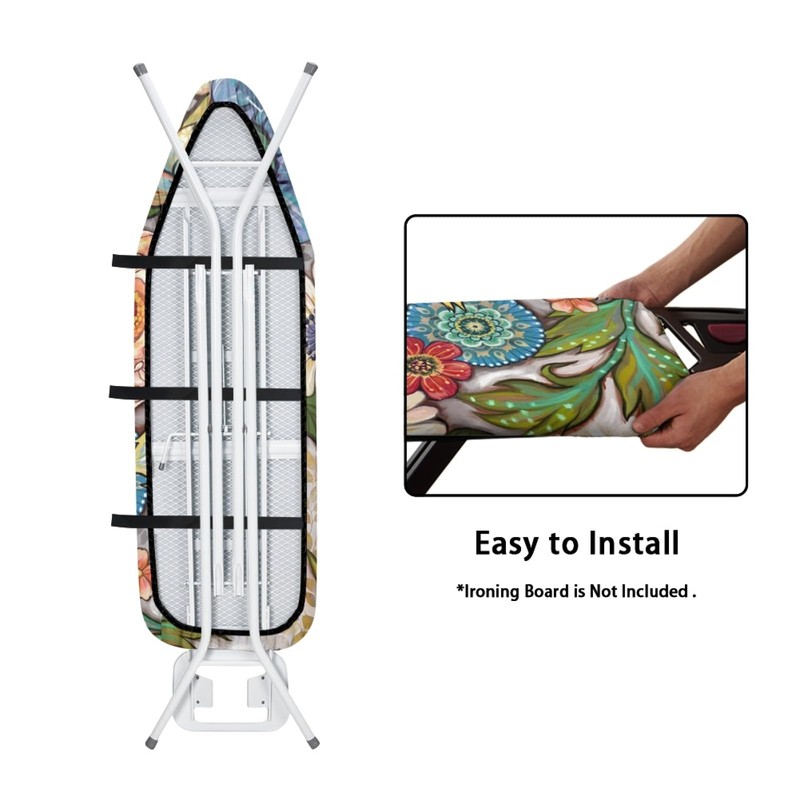 ZDCUSTOM Boho Flower Ironing Board Cover with Elastic Edge Table