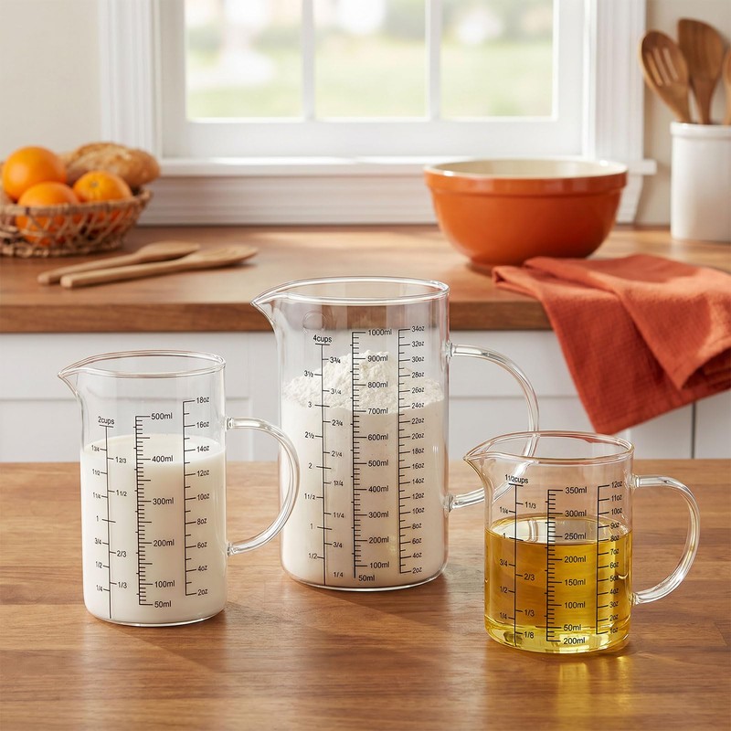 Graduated Glass Measuring Cup With Handle High Borosilicate Liquid Measuring