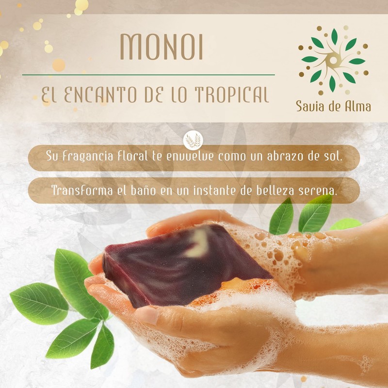 Savia de Alma Handseife mit Monoï-Öl, weichmachend und exotisch, ideal