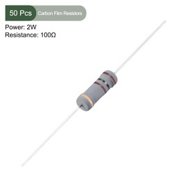 YOKIVE 50 PCS Carbon Film Resistors, 2W 100 Ohm 5% Tolerances Resistor, Good for DIY Electronic Projects (4 Color Band, 2.48x0.19-Inch)