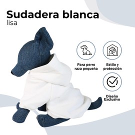 LOLA B. | Sudadera Blanca Lisa para Perro - Talla XXL | Disfraz y Chaleco para Mascota | Variedad de Modelos y Colores | Ropa para Perro Chico