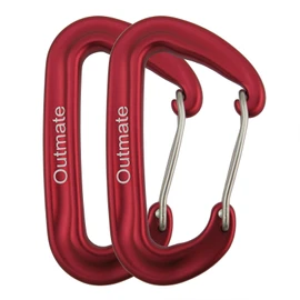 Outmate 12kN Heavy-Duty Carabiner Clips - Durable, Lightweight Aluminum Alloy Carabiners for Hiking, Camping, Keychains, Dog Leashes, Hammocks & More(Wire gate,2 Red)