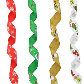 20 Yards 1" Wide Christmas Grosgrain Printed Assorted Satin Ribbon in 4 Colors and 4 Patterns for Holiday Xmas Wedding Gift Package Wrapping DIY Crafts Sewing Hair Bow Clip Party Favors Decoration