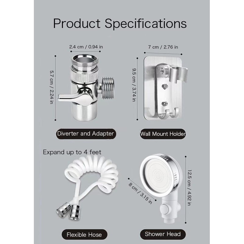 Generic Basin Handheld Shower Set, Sink Hose Faucet Sprayer Attachment,