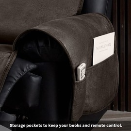 STONECREST Recliner Chair Cover, Water Resistant Faux Leather Slipcover, Stay in Place (Chocolate, 28" T-Cushion & DeepSeat Recliner)