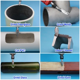 Sworker 1Pc 1/4 Carbide Burr Set 1/4" Shank Head Dia 10mm Tree-Shape Die Grinder Bits Rotary Tools Attachment Kit Rasp Accessories Metal Wood Stone Steel Grinding Deburring Cutting Porting Carving