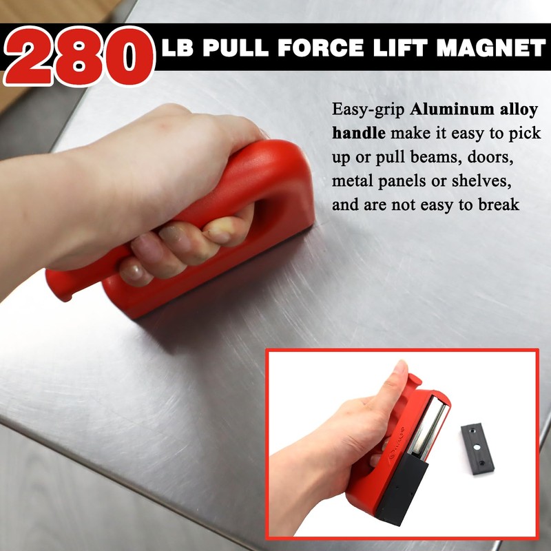 AOMAG 280Lbs Heavy Duty Magnet with Aluminum Alloy Handle, Neodymium