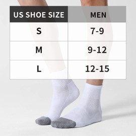 CelerSport 6 Pack Men's Ankle Socks with Cushion Athletic Running Socks, White, Shoe Size: 12-15