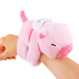 MEZHEN Capybara Snap Bracelet Children's Capybara Plush Toy Snap Bracelets Pink Capybara Cuddly Toy Snap Bracelet Plush Toy Swatter Bracelet Gift Children's Birthday Birthday Easter