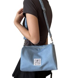 TQUXNGA Stilvolle Denims Bucket Bag Trendy & Crossbody Bag Modische Tasche mit großem Fassungsvermögen für, hellblau
