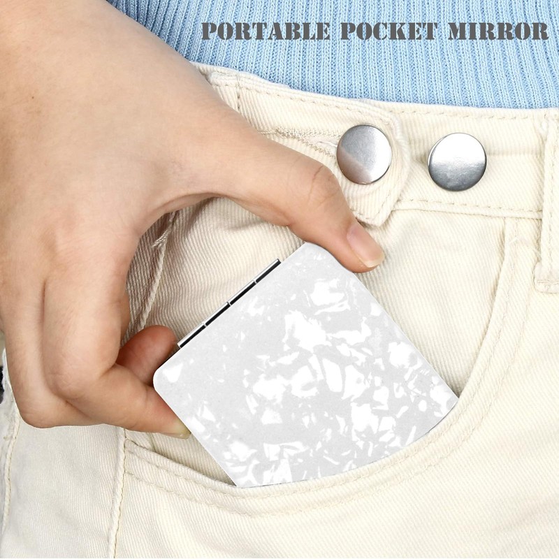 Delicate Compact Travel Vanity Mirror for Girls Women Men, White