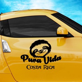 Sloth Face Costa Rica Pura Vida Car Decal Sticker | Multiple Sizes/Colors (8" Inch, White)