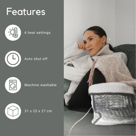 Ex-Pro Electric Foot Warmer for Cold Feet, with 6 Temperature Settings, Auto Shut Off, 90 Min Timer, Cosy Washable Synthetic Wool Lining, Soft and Breathable, 31x25x27cm - Grey