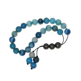 N9 BA - Handmade 10mm Blue Agate Gemstone Bead Greek Style Loose Strung Worry Prayer Beads Handmade by Jeannieparnell