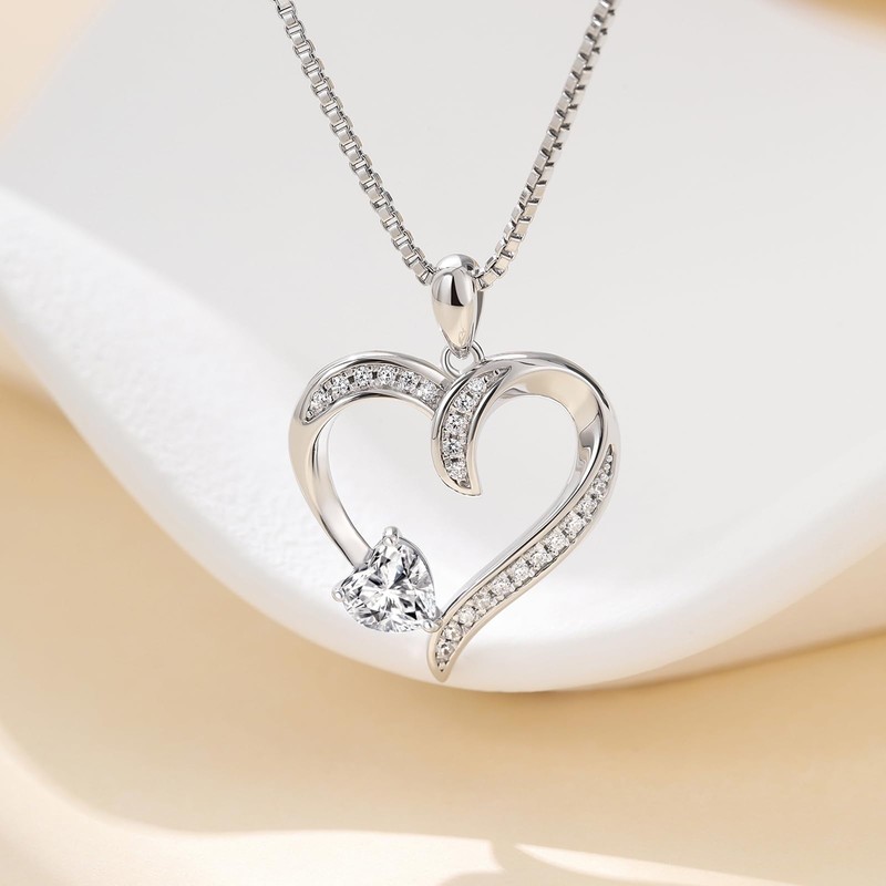 925 Sterling Silver Love Heart Pendant Necklace Jewelry Gifts for