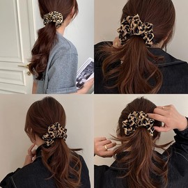 AKOAK 1 Pack Hair Scrunchies for Women - Vintage Leopard Print Scrunchies, Hair Accessories, Ponytail Elastic Headband