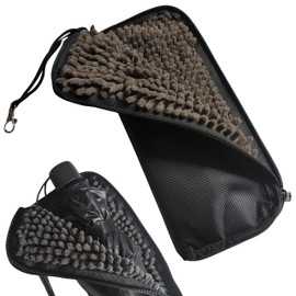 East Leaf 折りたたみ傘ホルダー 車 バッグ用 吸水傘カバー 吊り下げ収納ケース マイクロファイバー素材 グレー コンパクト