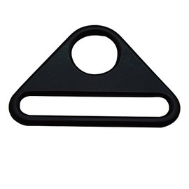 Amanaote Black 2 x 0.3 pulgadas, dimensión interior ovalada con agujero circular de 0.5 pulgadas, hebilla triangular para correa, paquete de 6, Negro -, 2"