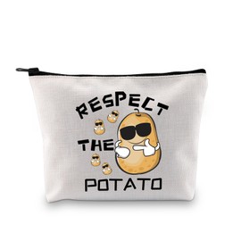 BDPWSS Potato Gift For Women Potato Lover Gift Potato Queen Gift Respect The Potato Funny Potato Themed Makeup Bag for Friend (Respect potato bag)