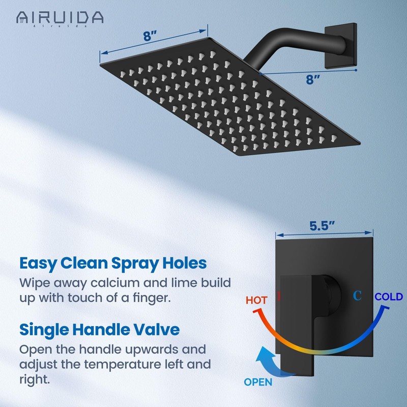 Airuida Shower Faucet Set Bathroom Rain Shower System SUS304 Stainless