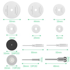 Chiluxendo Cutting Disc Metal Set, Saw Blade for Wood, Saw Wood Saw Blade, Cutting Discs for Rotating Tools, Cutting Disc Attachment for Drill, Mini Circular Saw Blades, Steel Blades (42 Pieces)