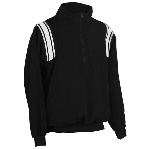 Adams USA Smitty Umpire 1/2 Zip Long Sleeve Pullover Jacket (Black/White, Large)