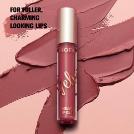 PHOFAY Plumping Lip Gloss：Crafts soft, full-looking lips with a delicate Velvet Wine Red (0.13 fl oz)—lush, kissable, and effortlessly radiant. (8 COLORS)