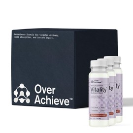 OVERACHIEVE Mushroom Supplement Drink, Fast-Acting Vitality Blend, Cordyceps, Reishi, Chaga, Lion’s Mane,Ashwaganda, for Adults, Chai Spice Flavor 2 fl oz (3 Pack)