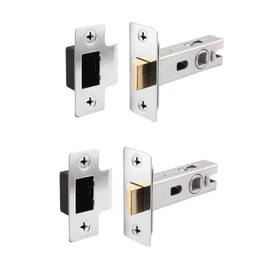 EAI Chrome Tubular Door Latch for Internal Doors - 3 Inch / 76mm - Pack of 2 Polished Chrome Tubular Mortice Latches