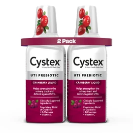 Cystex Urinary Tract Infection Support & Prevention, Cranberry Prebiotic Supplement with D-Mannose & Vitamin C for UTI Protection & Urinary Health Maintenance, 7.6 fl oz, (Pack of 2)