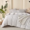 Comforter Queen Set Striped Grey 100% Soft Washed Microfiber Jacquard