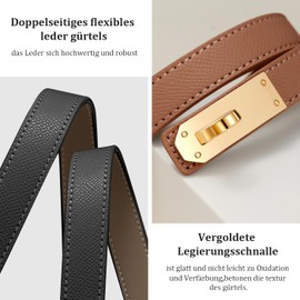 ZHUOMOT Women's Leather Belt, Dupes Women's Belt, Waist Belt, 2/Caramel & Black (Golden)