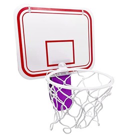 TaktZeit Office Basketball Hoop Clip for Trash Can Basketball Game Small Basketball Board Clip for Waste Basket in Restroom Bed Room Bathroom and Office (White, 6.3" x 7.9") (Purple)