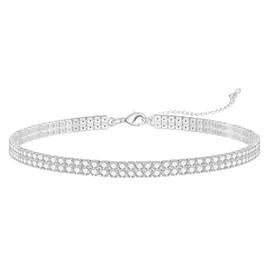 Yamberdoly Tennis Necklaces for Women Diamond Chain Rhinestone Necklace Dainty Choker Silver Necklace for Women Valentine's Day Gifts