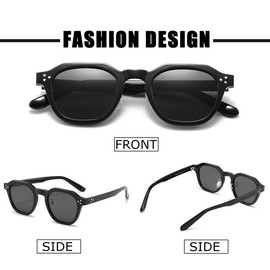 Dollger Polarized Sunglasses for Mens Womens Square Retro Designer Shades UV400 Protection,Black Sunglasses