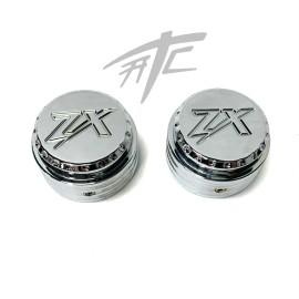 ALL THINGS CHROME ZX-14 CHROME DIAMOND CUT “ZX” ENGRAVED FORK CAPS 2006-2011 KAWASAKI NINJA ZX14