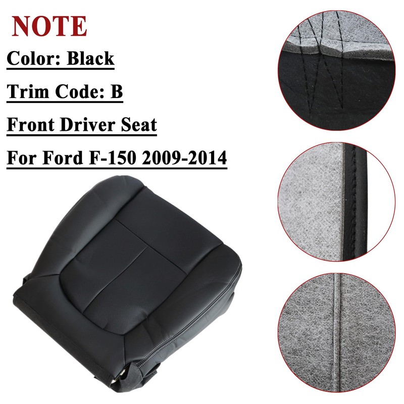 NLQR Front Driver Bottom Replacement Perforated Seat Cover Black Microfiber