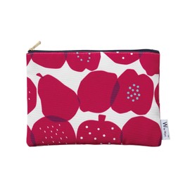 Wpc. Patterns W010-089-204 Women's Flat Pouch, Fruit, Red, Makeup Pouch, Travel, Scandinavia, Retro, Stylish, Cute, Women, Commuting to Work or School