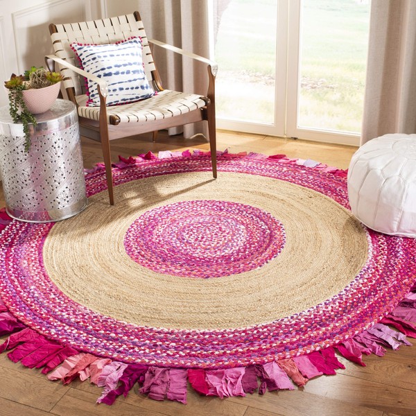 SAFAVIEH Cape Cod Collection Area Rug - 5' Round, Pink