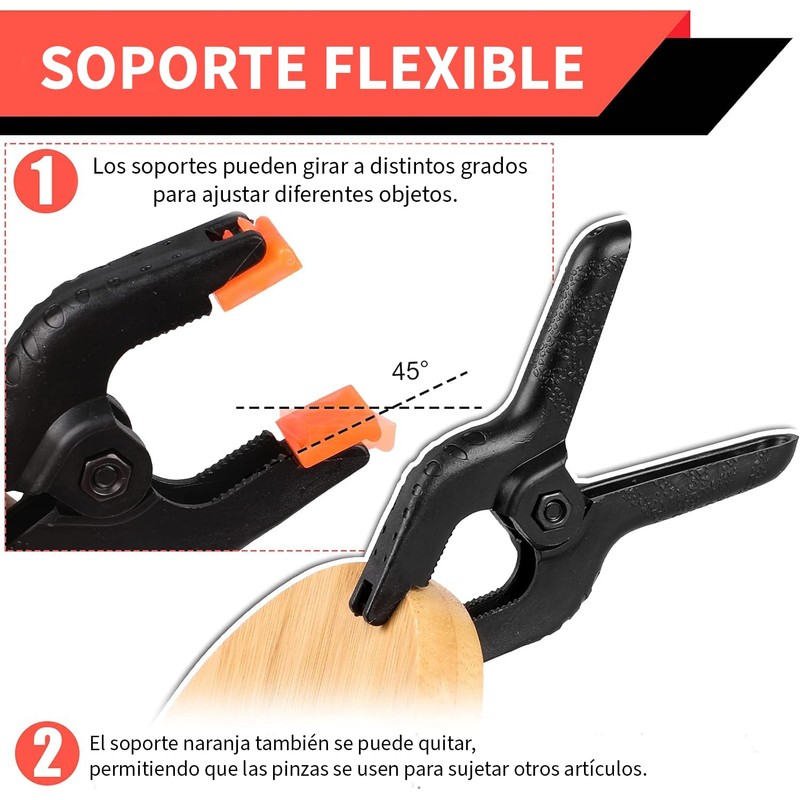 Timotech 12 Clips Resistentes de Plástico, Abrazaderas para Carpintería, Pinzas