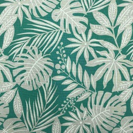 Kt KILOtela Printed Linen Fabric Sold by the Metre – Half Panama – Width 280 cm – Choice of Length 50 in 50 cm, Tropical Plants – Green