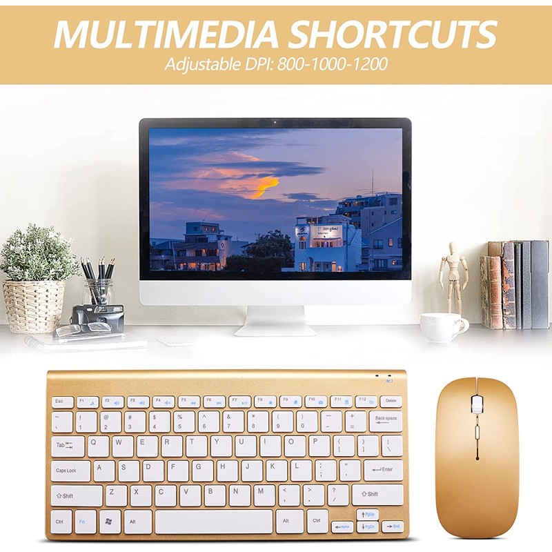 Wireless Keyboard and Mouse Combo, Compact Quiet Wireless Keyboard and