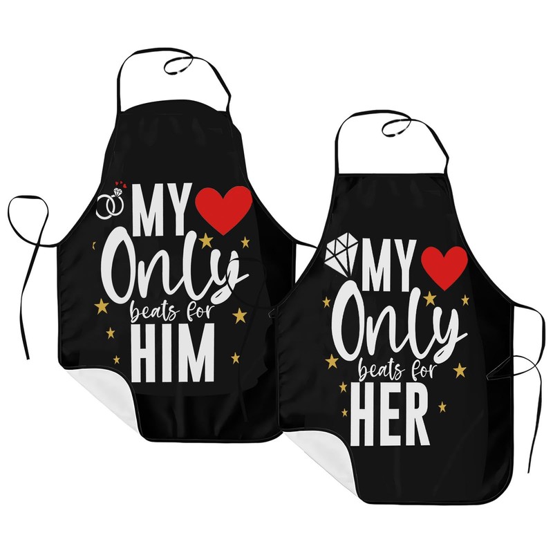 EUBEISAQI Couple Aprons for Valentine's Day | Adjustable Kitchen Couples