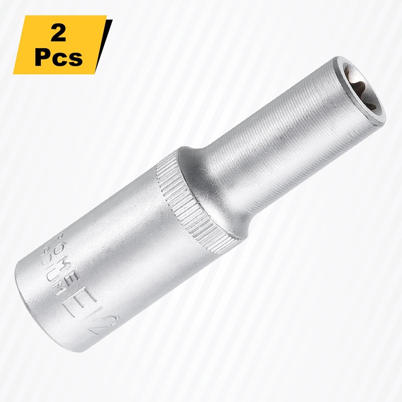 HARFINGTON 2pcs E-Torx Socket 1/2" Drive E12 External Torx Deep